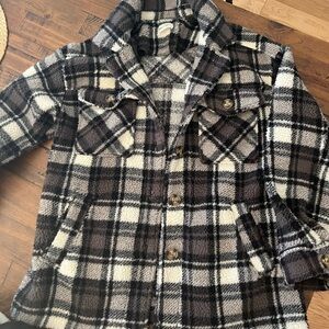 BLACK PLAID SHERPA JACKET